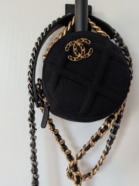 Chanel Black Quilted Round Crossbody Bag with Gold-Tone CC